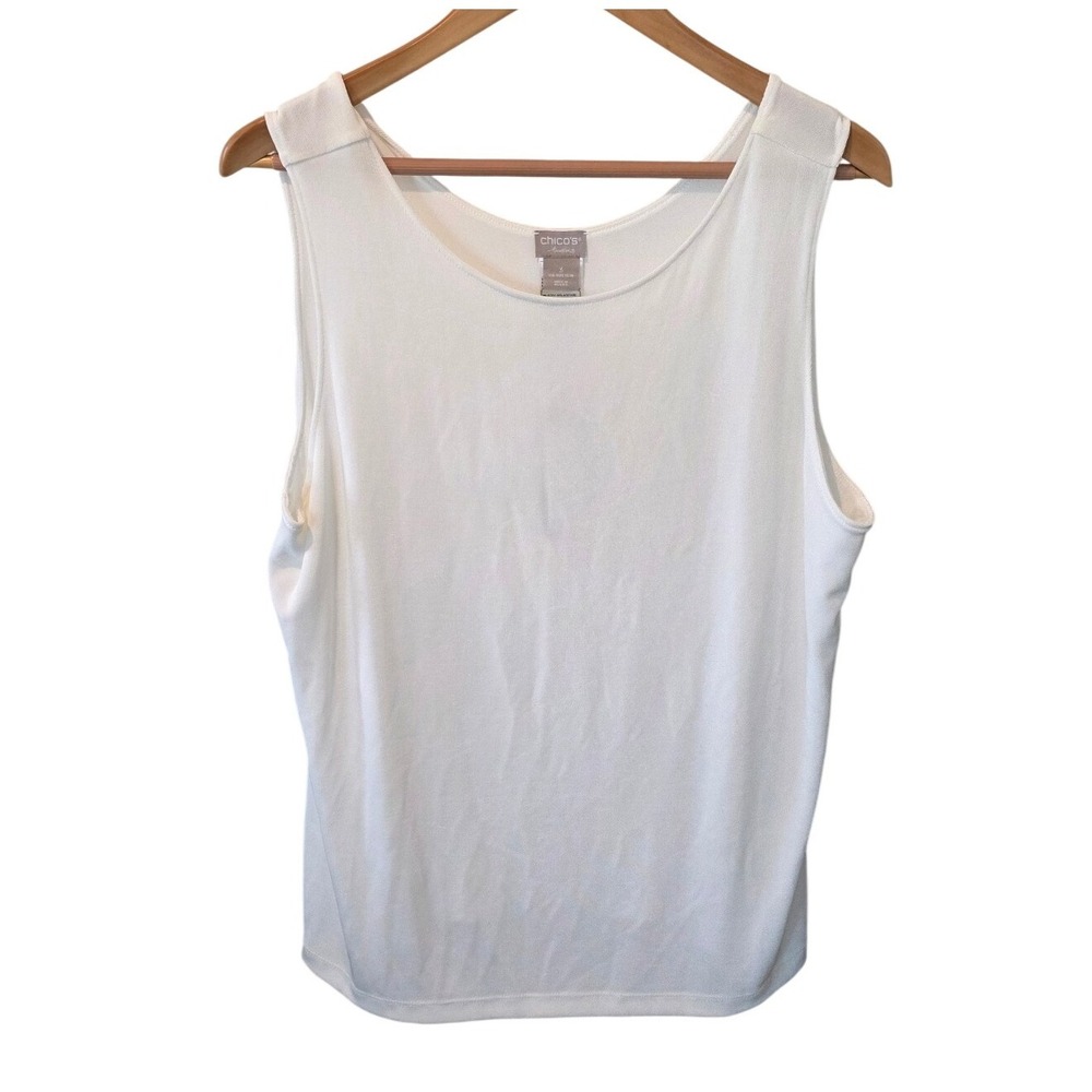 Chico's Reversible Tank Top Women's Sleeveless White Acetate Blend